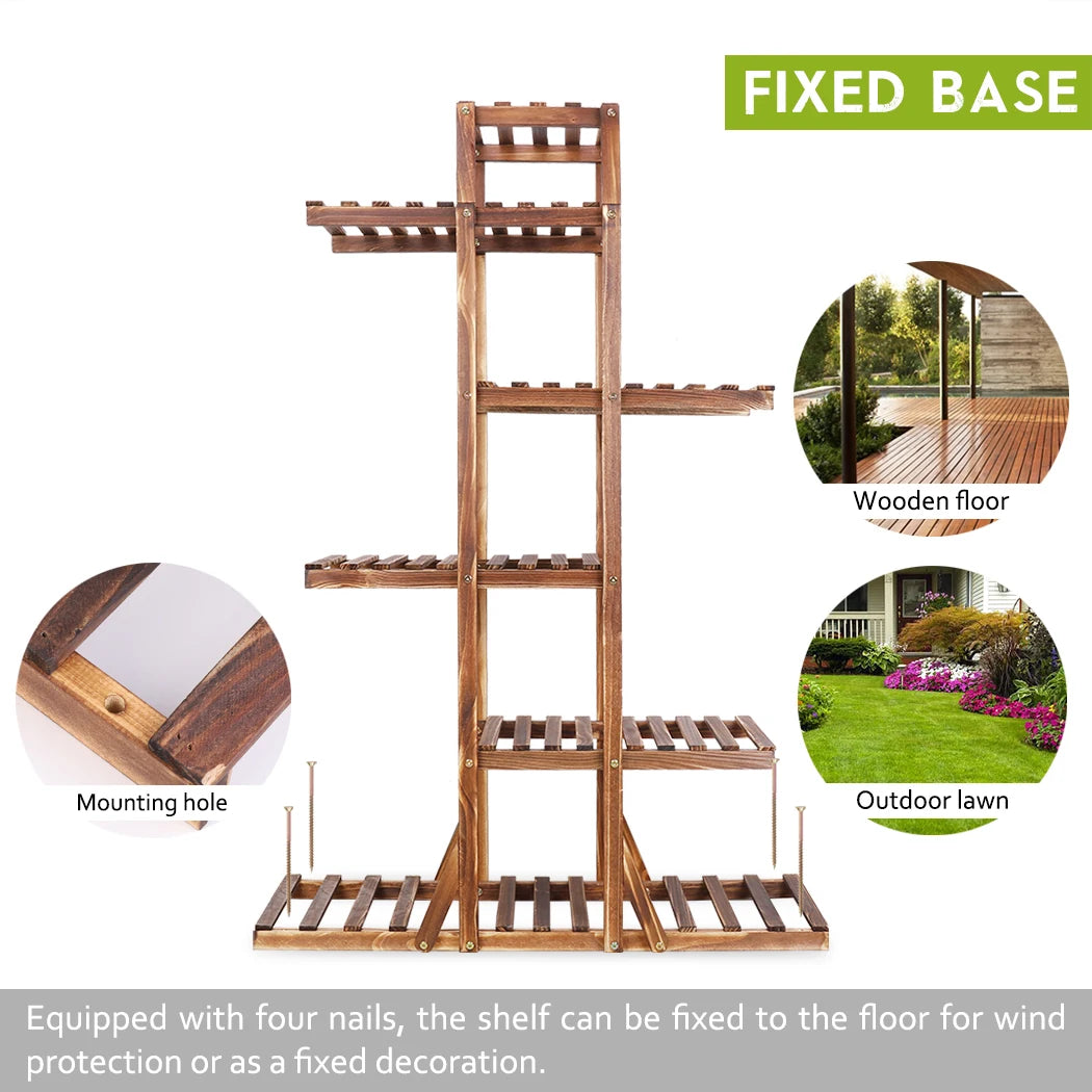 Reinforced 52" Tall 6 Tier Wood Plant Stand Corner Shelf Flower Rack Garden Home