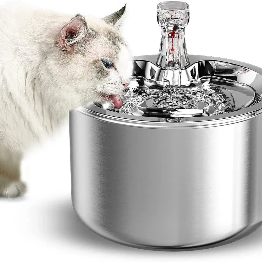 2L Smart Cat Water Fountain Automatic Filter Dispenser 304 Stainless Steel