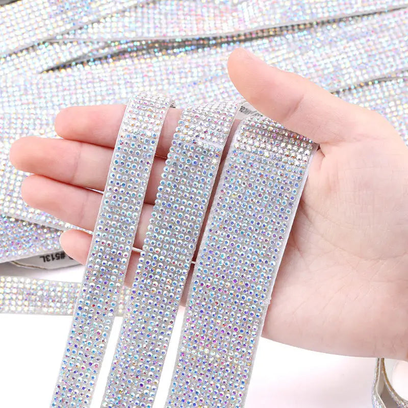 10Yard Rhinestone Ribbons Silver Self Adhesive Crystal Diamond Wrap