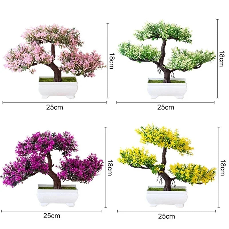 Artificial Bonsai Small Tree Pot Fake Plant Flowers