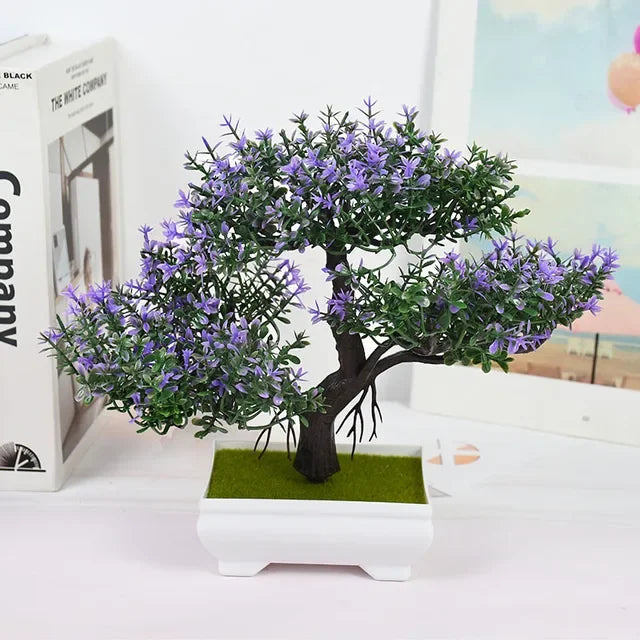 Artificial Bonsai Small Tree Pot Fake Plant Flowers