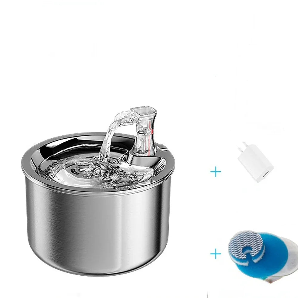 2L Smart Cat Water Fountain Automatic Filter Dispenser 304 Stainless Steel