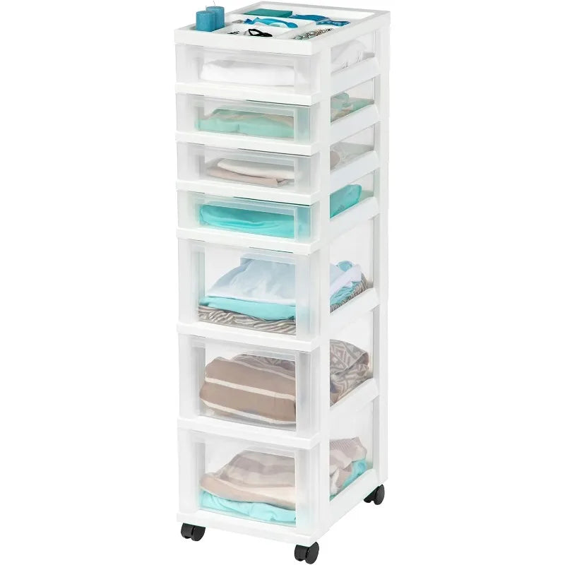 USA Plastic Drawer Storage Organizer Rolling Cart with 6 Drawers