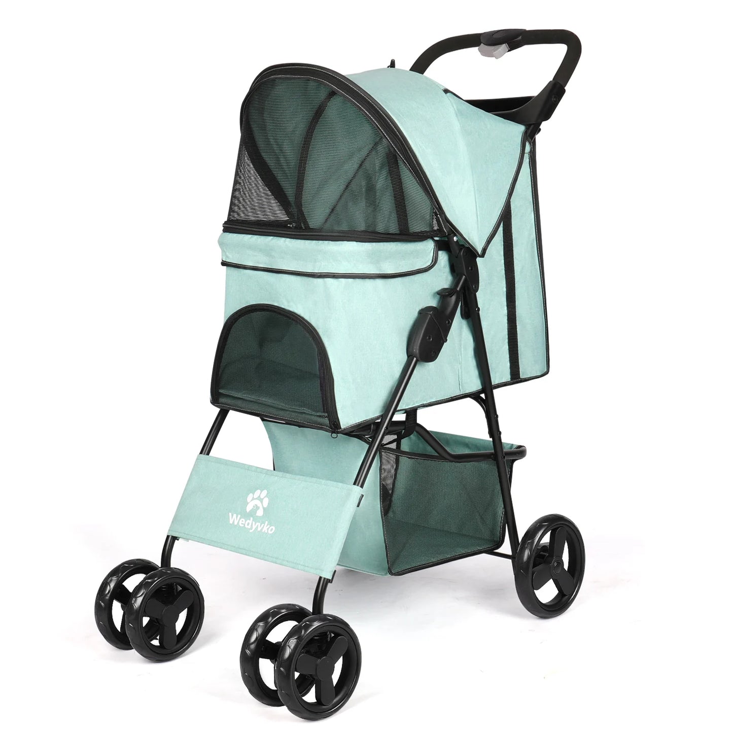 Four-Wheeled Universal Wheel Luxury Pet Stroller With Cup Holder
