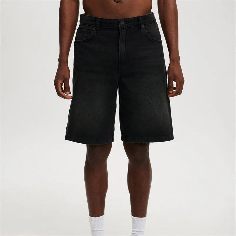 Men's Vintage Washed Denim Shorts with Relaxed Fit