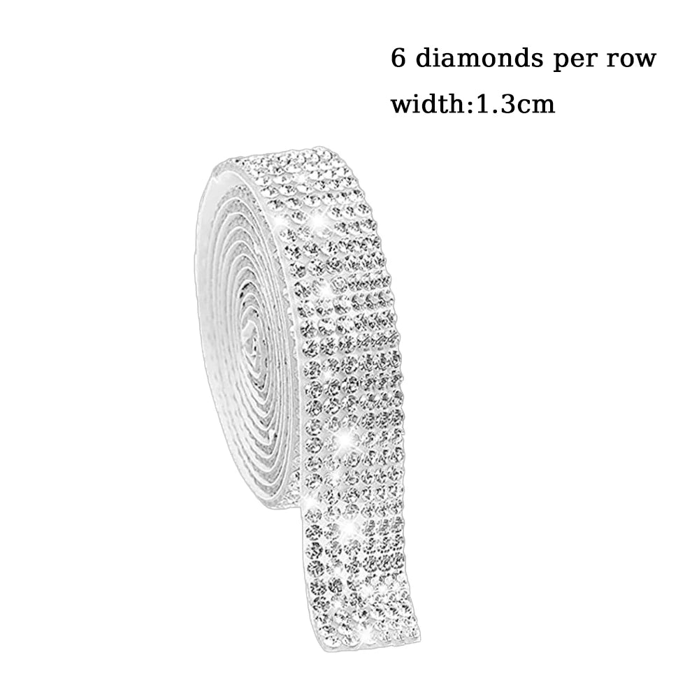 10Yard Rhinestone Ribbons Silver Self Adhesive Crystal Diamond Wrap
