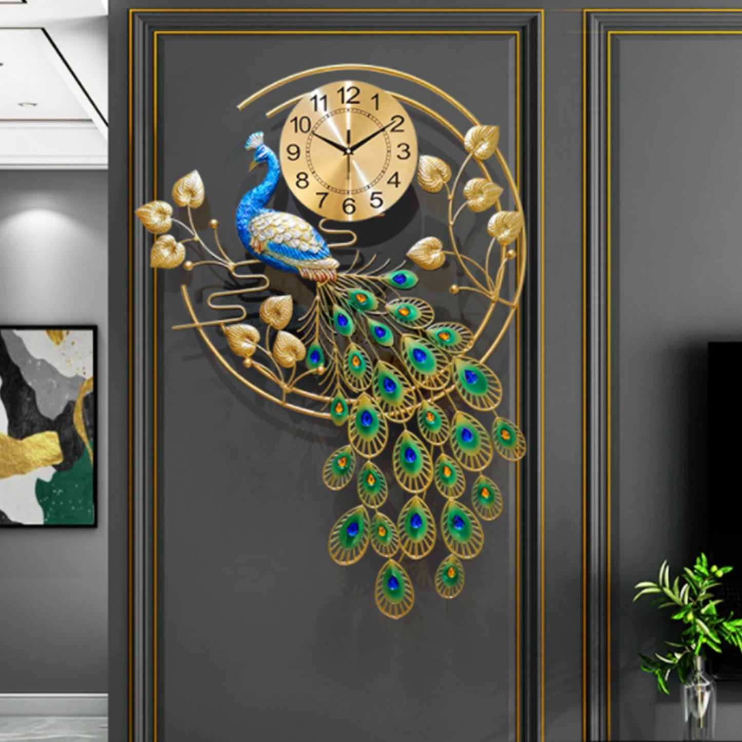 36.6 * 25.6in Modern Wall Clock Luxury Crystal Silent Watch