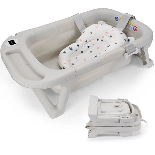 Baby Bathtub with Soft Cushion & Thermometer for 0-36 Months