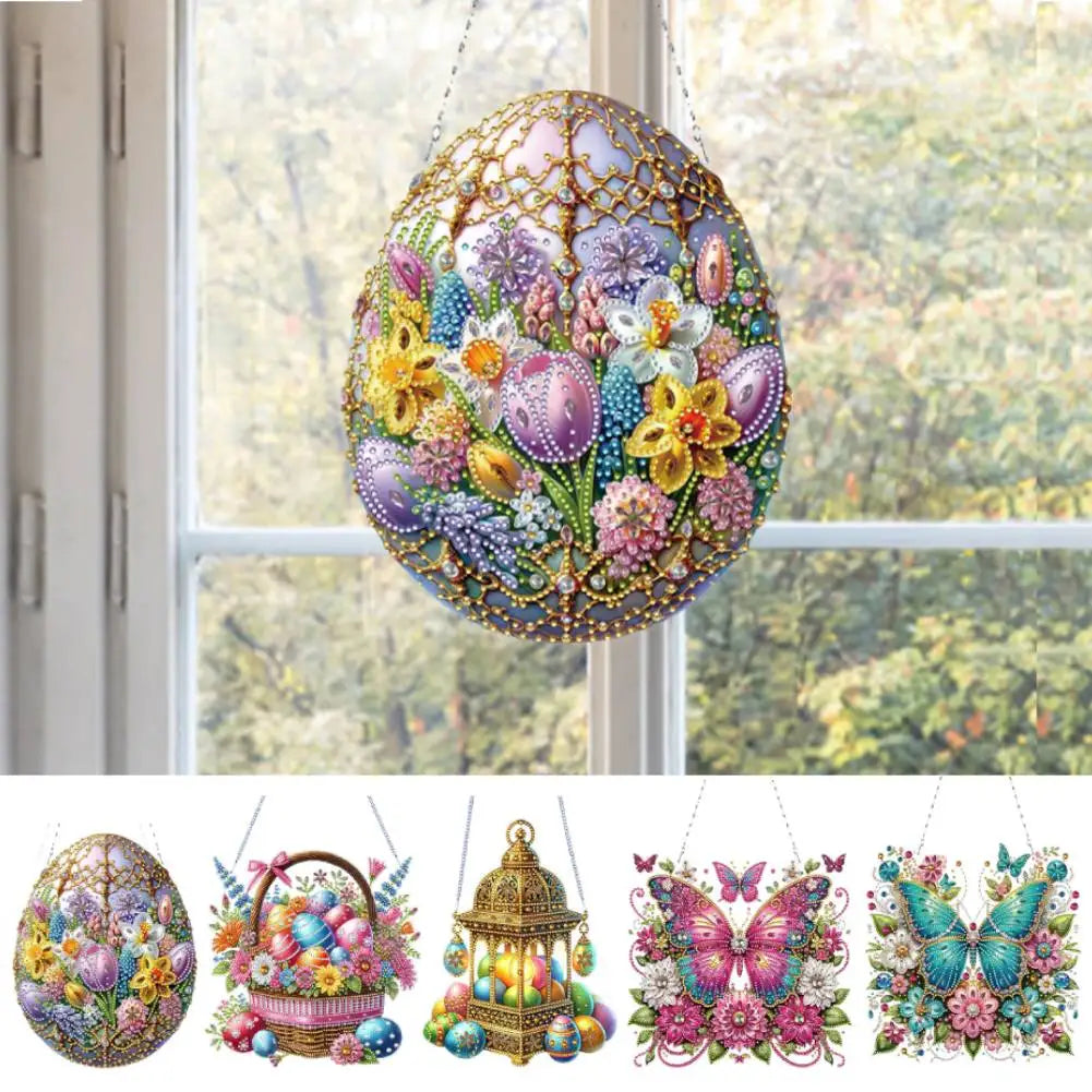 Easter Egg Basket Rhinestone Diamond Art Pendants DIY