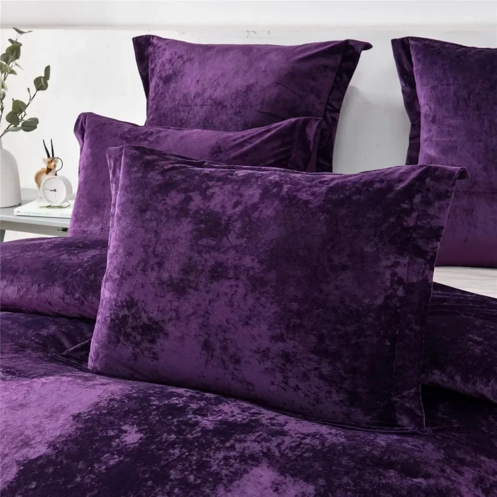 Duvet cover, Distressed Velvet Face and Brushed Solid Microfiber