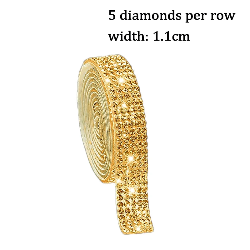 10Yard Rhinestone Ribbons Silver Self Adhesive Crystal Diamond Wrap