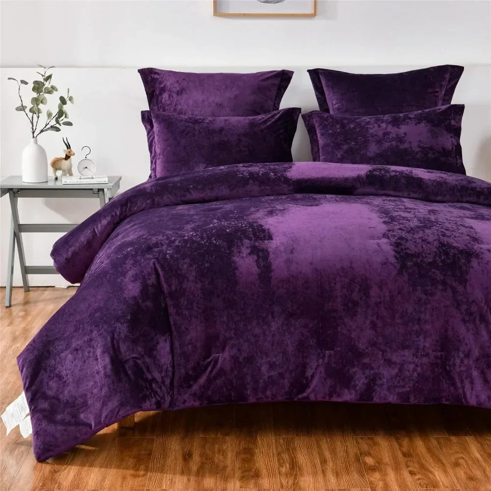 Duvet cover, Distressed Velvet Face and Brushed Solid Microfiber