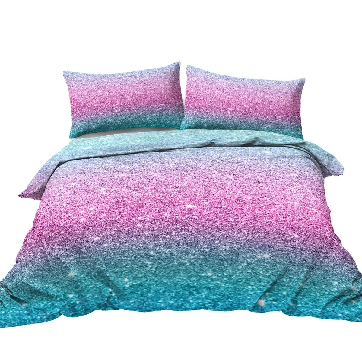 Colorful Glitter Bedding Girly Turquoise Blue and Pastel Colors Duvet Cover