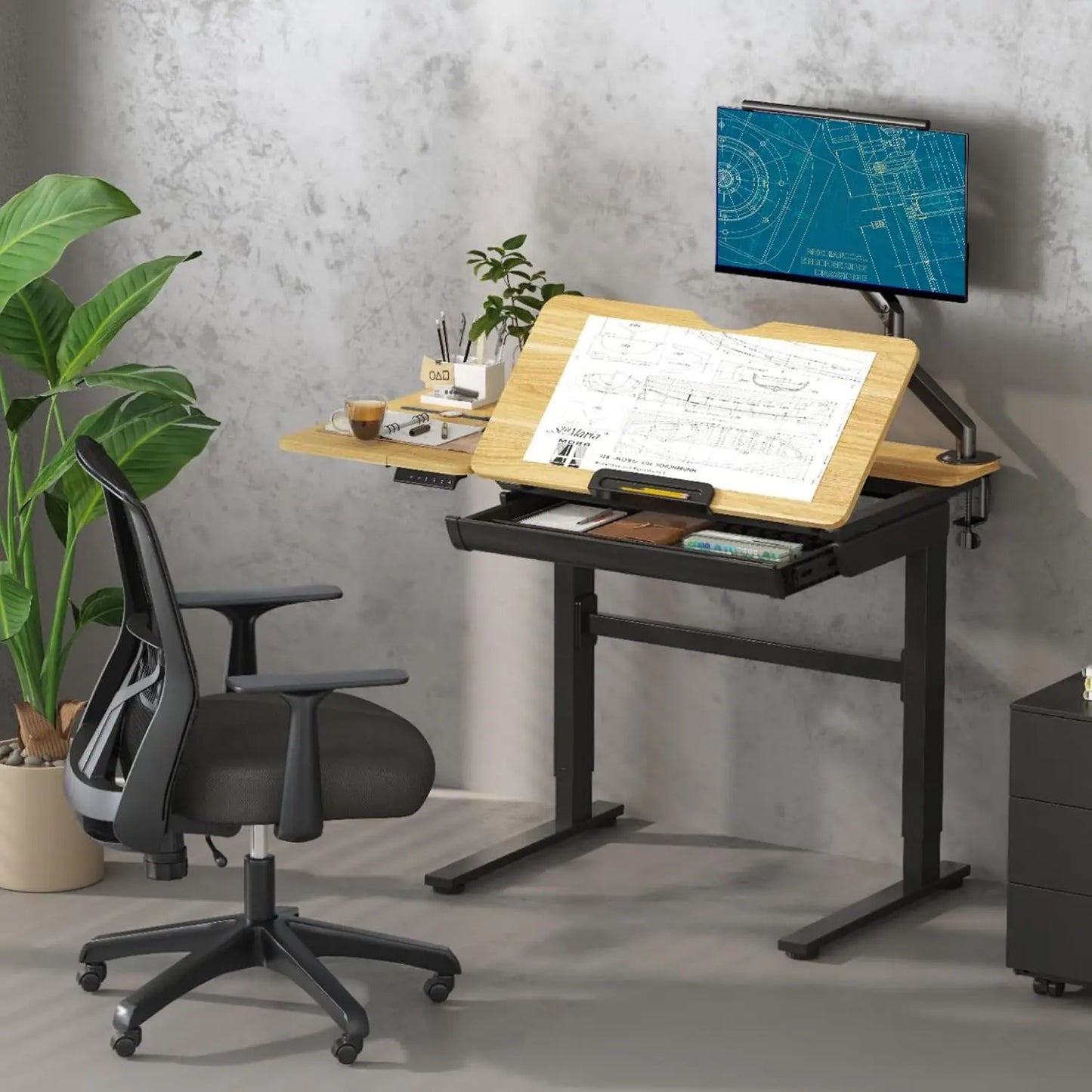 Drawing Desk Extendable Top Craft Workstation with Drawer