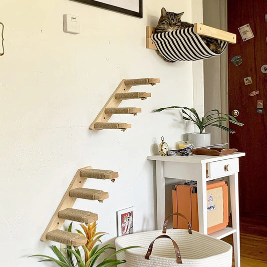 3Pcs Cat Hammock with Four Step Sisal Stairways