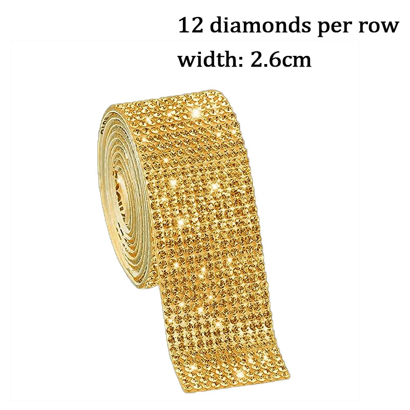 10Yard Rhinestone Ribbons Silver Self Adhesive Crystal Diamond Wrap