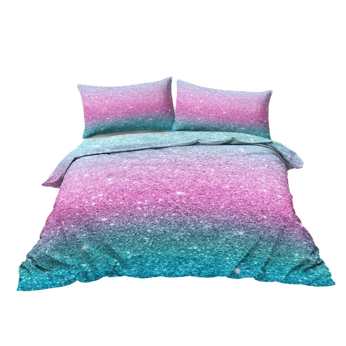 Colorful Glitter Bedding Girly Turquoise Blue and Pastel Colors Duvet Cover