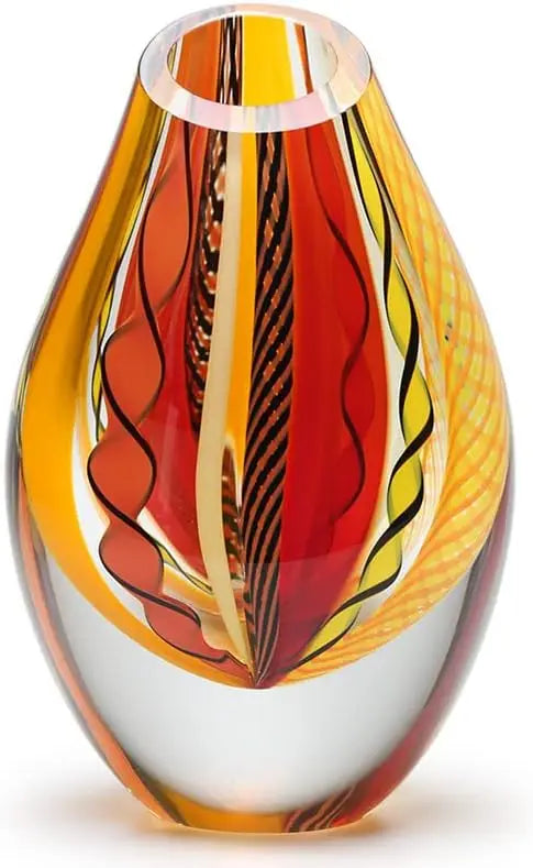 Blue Twisted Glass Vase Hand Blown Murano-Style Art Glass