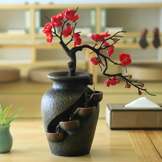 Flower Vase Waterfall Luxury Desk Accessories Indoor Water Fountain