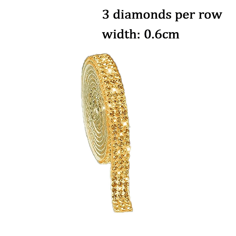 10Yard Rhinestone Ribbons Silver Self Adhesive Crystal Diamond Wrap