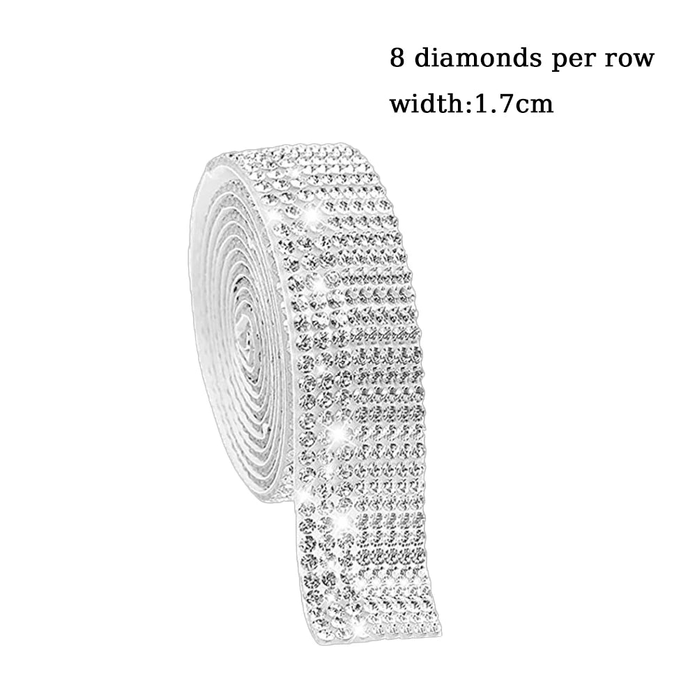 10Yard Rhinestone Ribbons Silver Self Adhesive Crystal Diamond Wrap