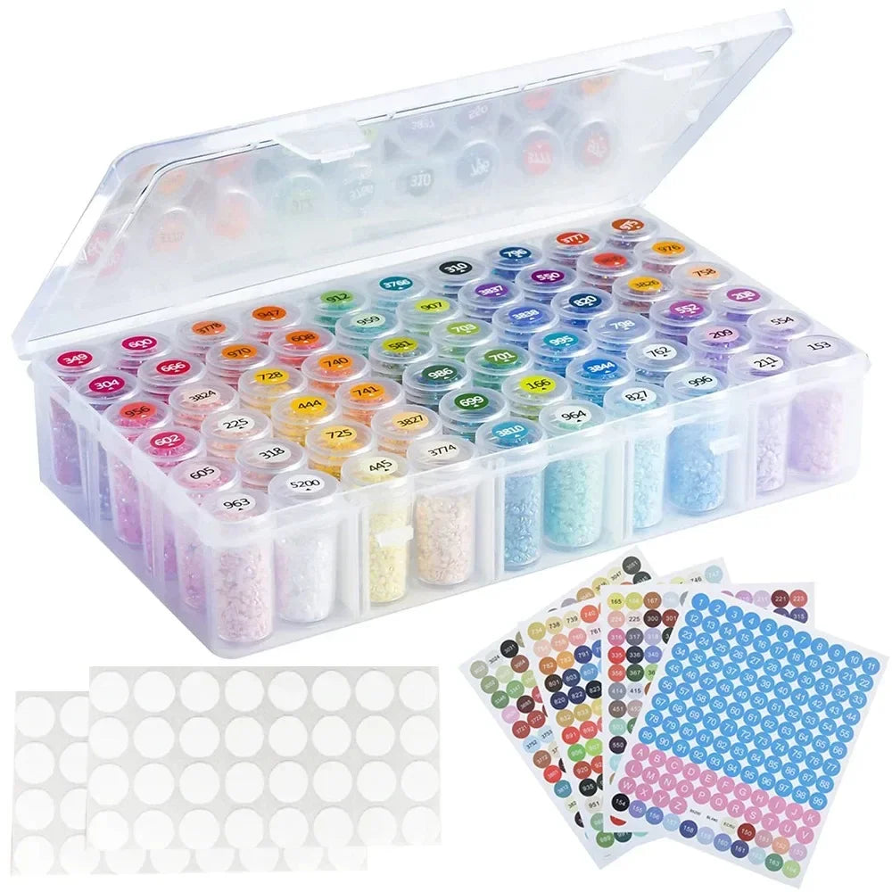 60 Bottles Diamond Painting Container Case With Color Number Stickers