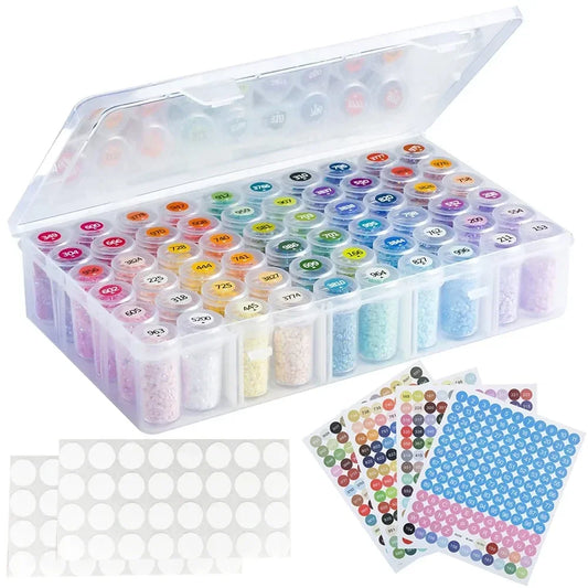 60 Bottles Diamond Painting Container Case With Color Number Stickers