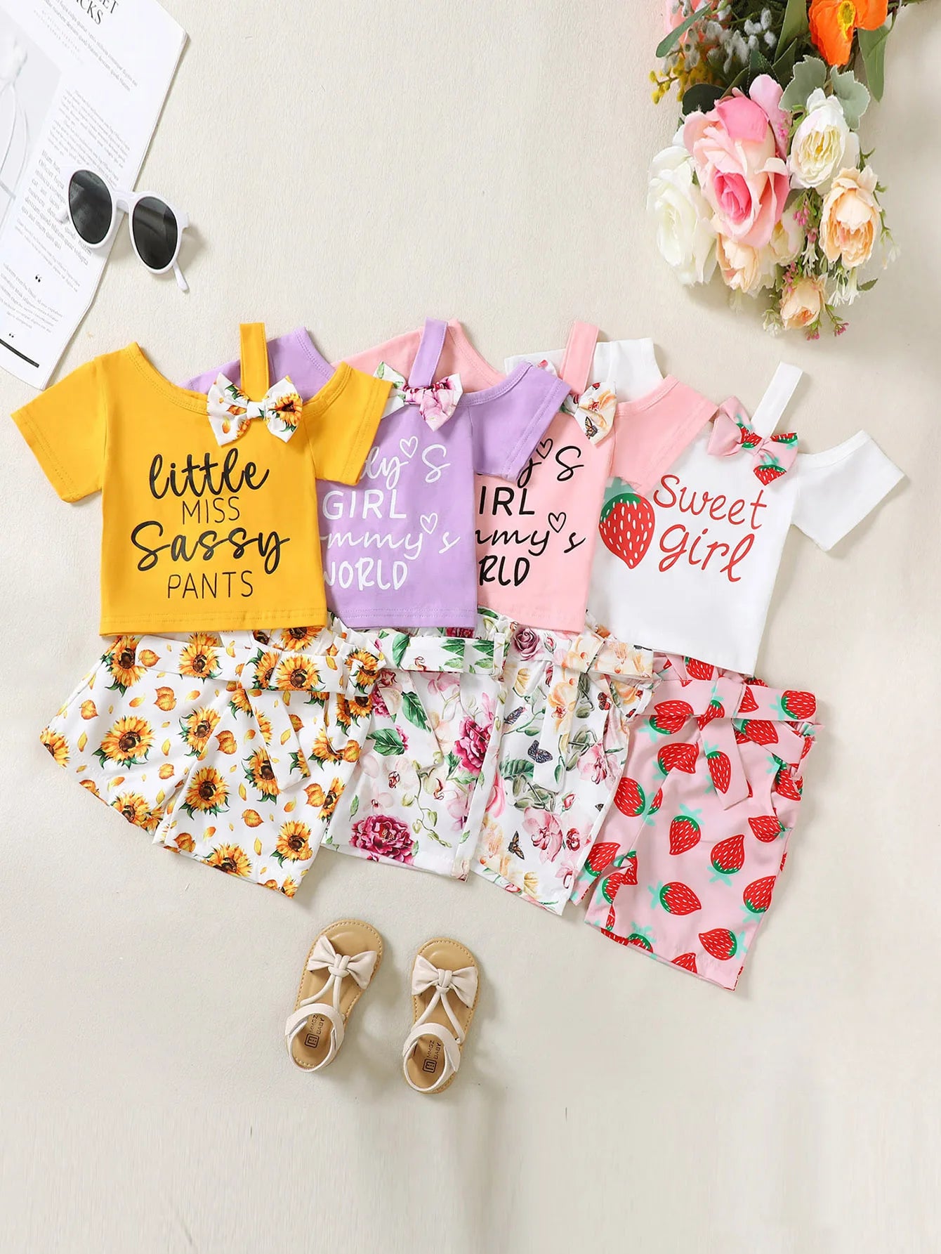 Toddler Baby Girls Clothes T-shirt Casual Shorts Set Outfits