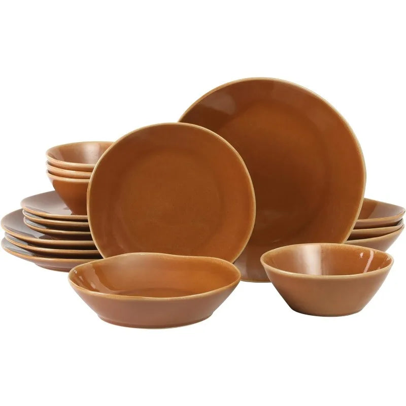 Santorini Mist Double Bowl Terracotta Reactive Glaze Dinnerware