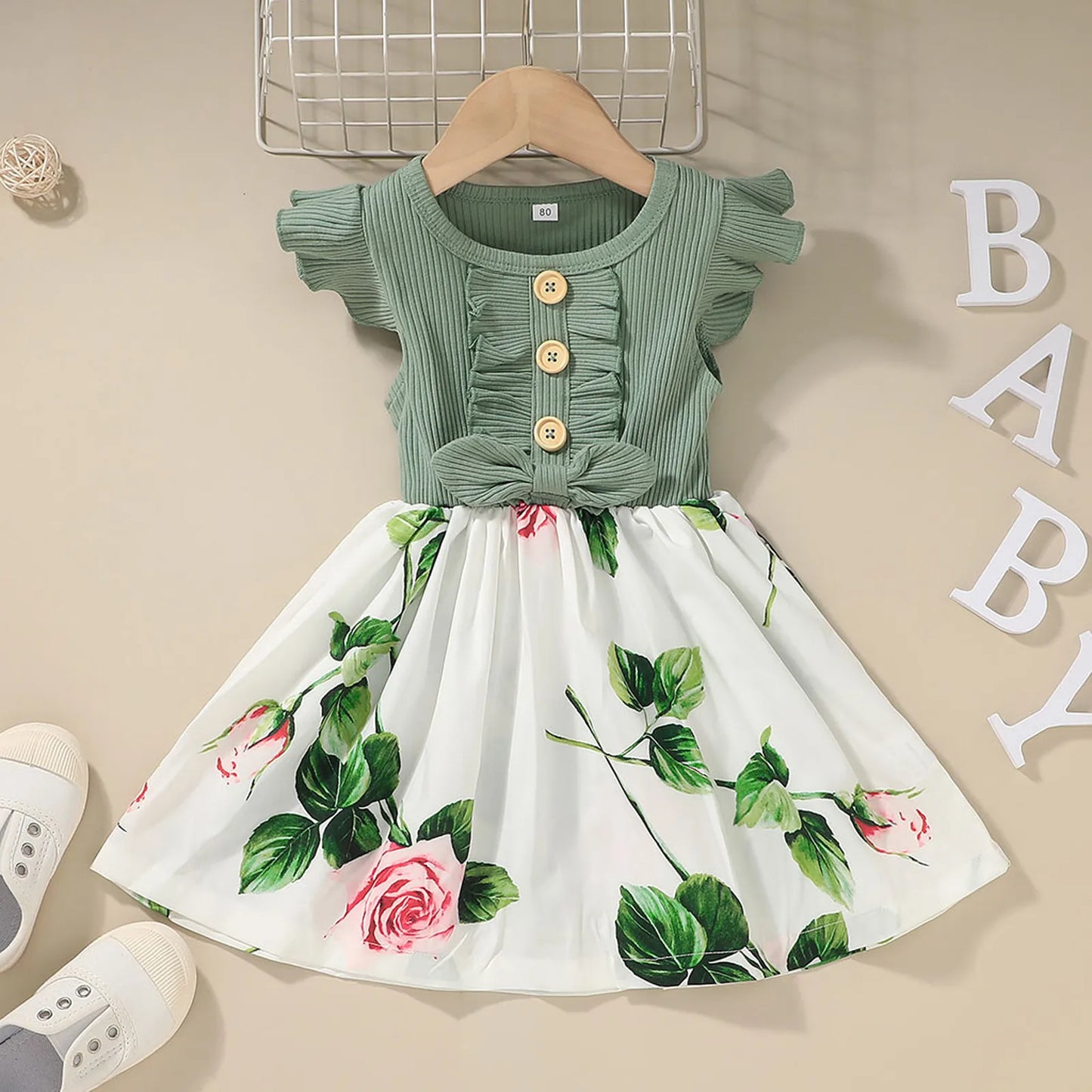 Baby Princess Party Dresses for Girls Elegant Ruffle Sleeve
