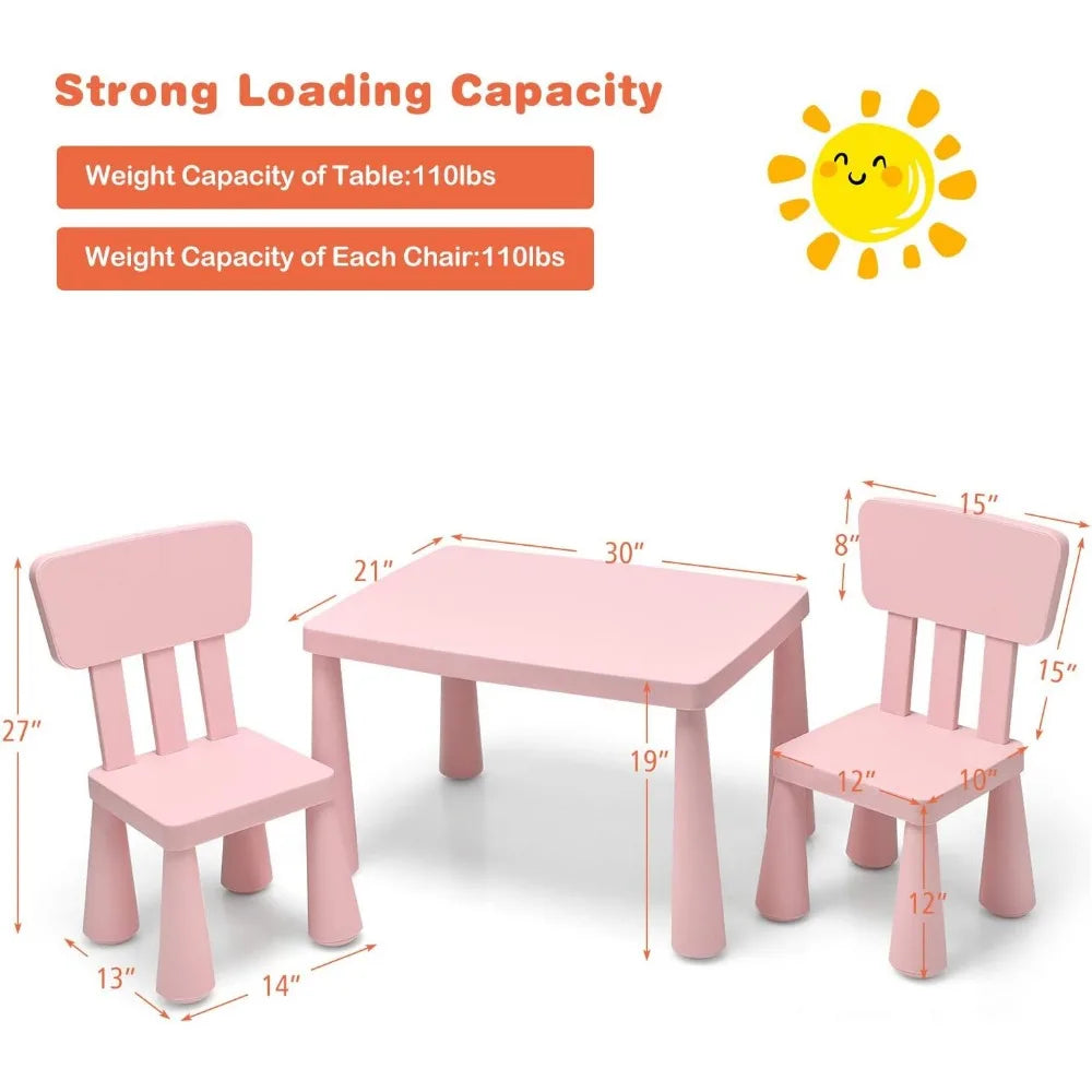 Kids Table and Chair Set For Toddler, Plastic Children Activity Table for Reading, Drawing, Snack Time, Arts Crafts, Preschool