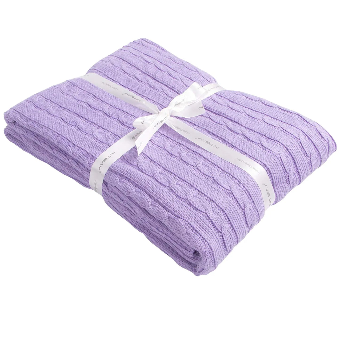 Ntbay 100% Cotton Cable Knit Toddler Blanket, Soft Warm
