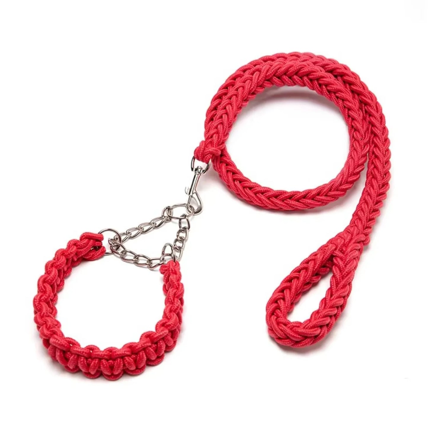 Black  Braided Dog Rope Leash Durable Nylon Collars with Lights for Dogs and Cats for Walking