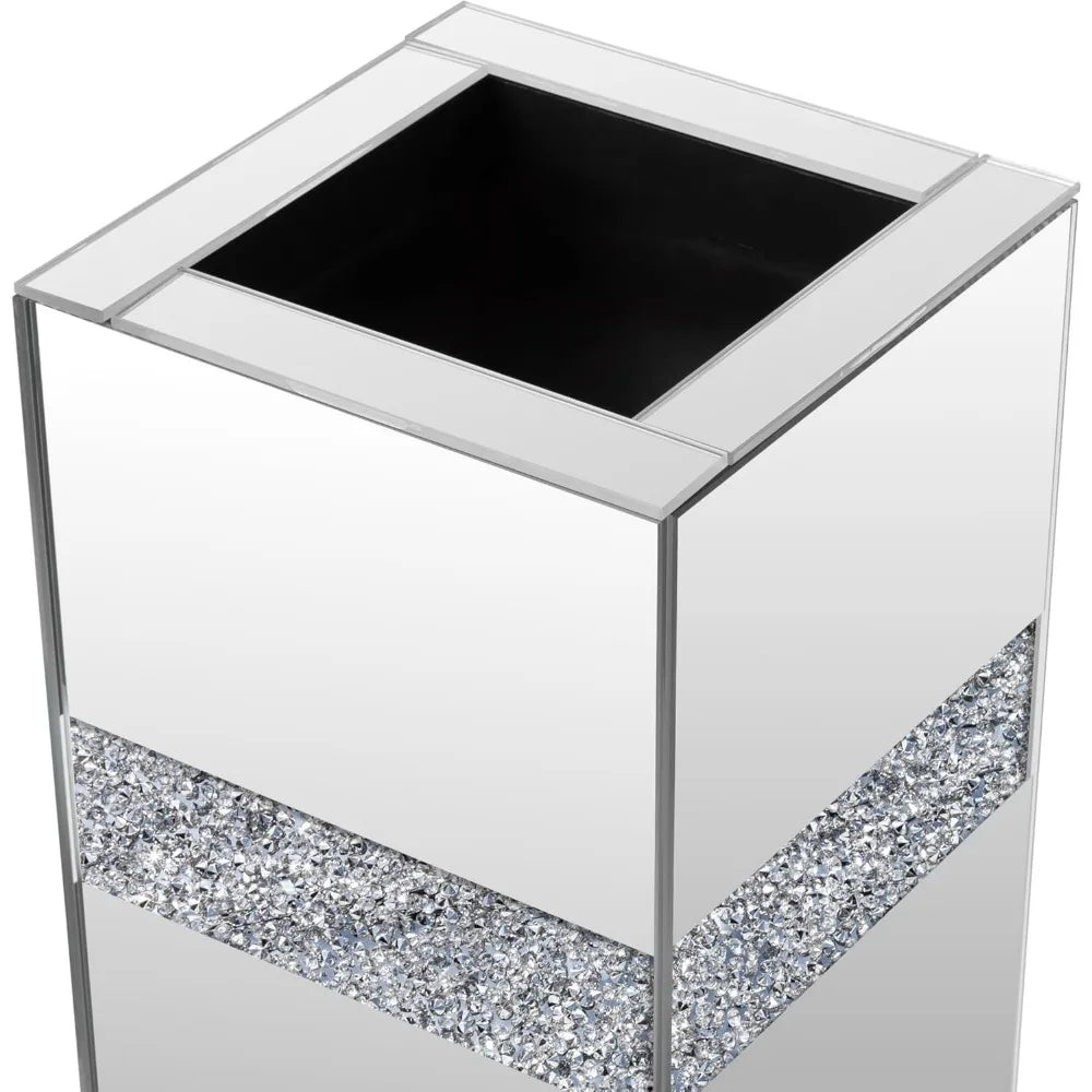 Mirrored Tall Floor Vase, 28 Inch Large Crushed Diamond Decor