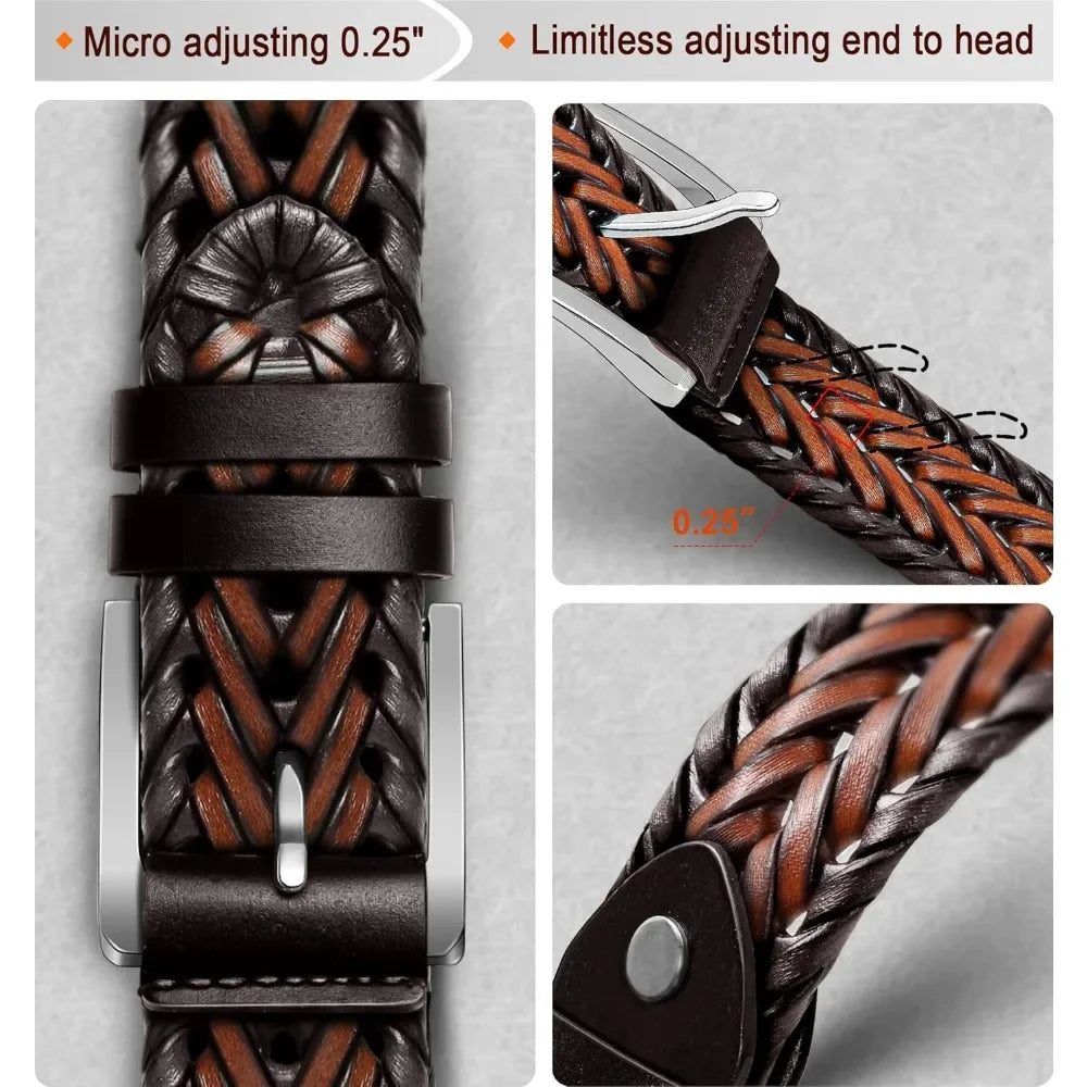 Leather Woven Braided Belts for Men