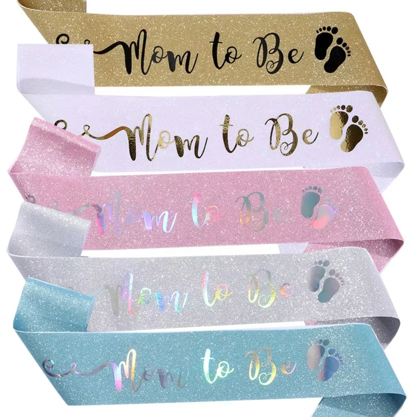 1pcs  Baby shower supplies gold and rose gold mom to be glitter sash for new mom party gift