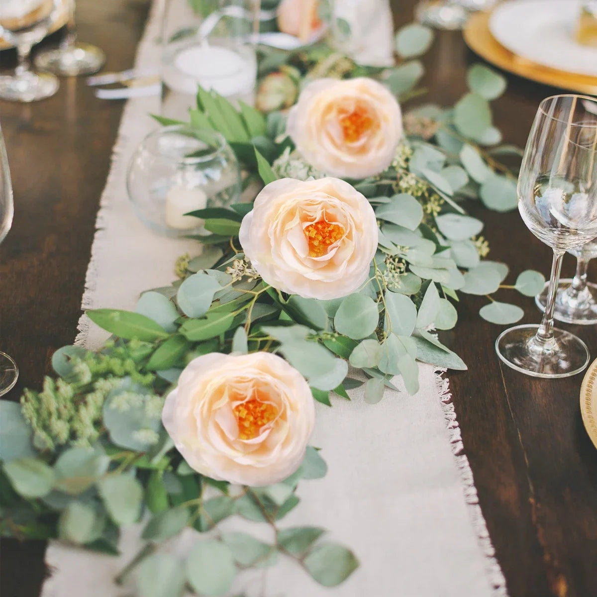 Peony Artificial Flowers String Fake Plants Eucalyptus Vine Garland