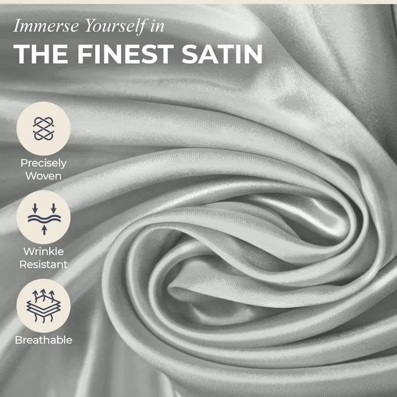 Satin Sheets Queen Size Set 4 Pcs - Silky & Luxuriously Soft