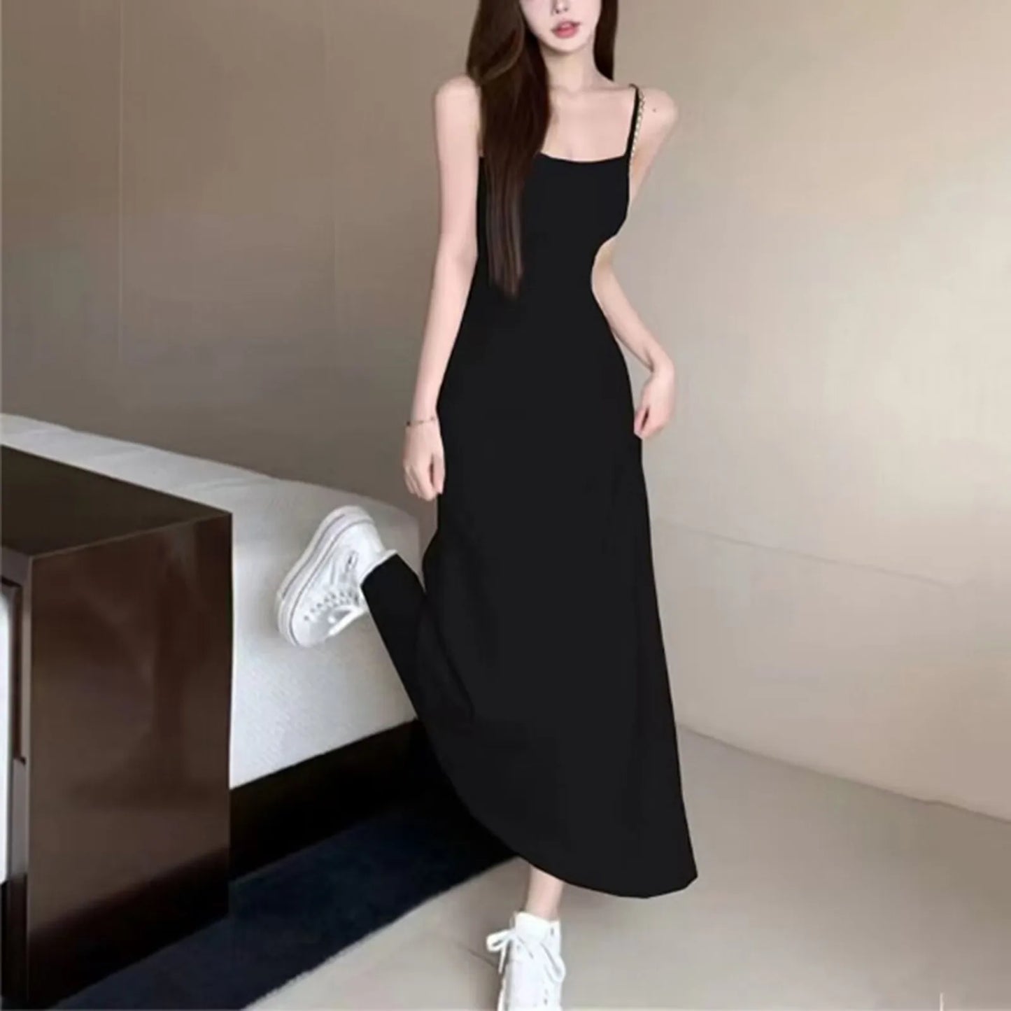 2025 New Spring Summer Women's High Elastic Sleeveless Backless Dress