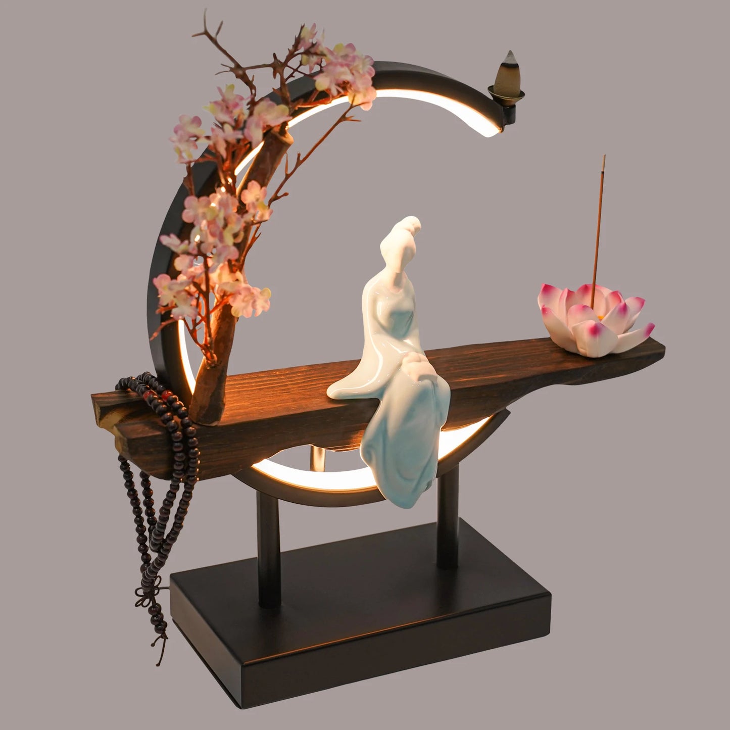 Classical Backflow Incense Burner Waterfall LED Backflow Smoke Flower Incense Censer Holder Home Decoration