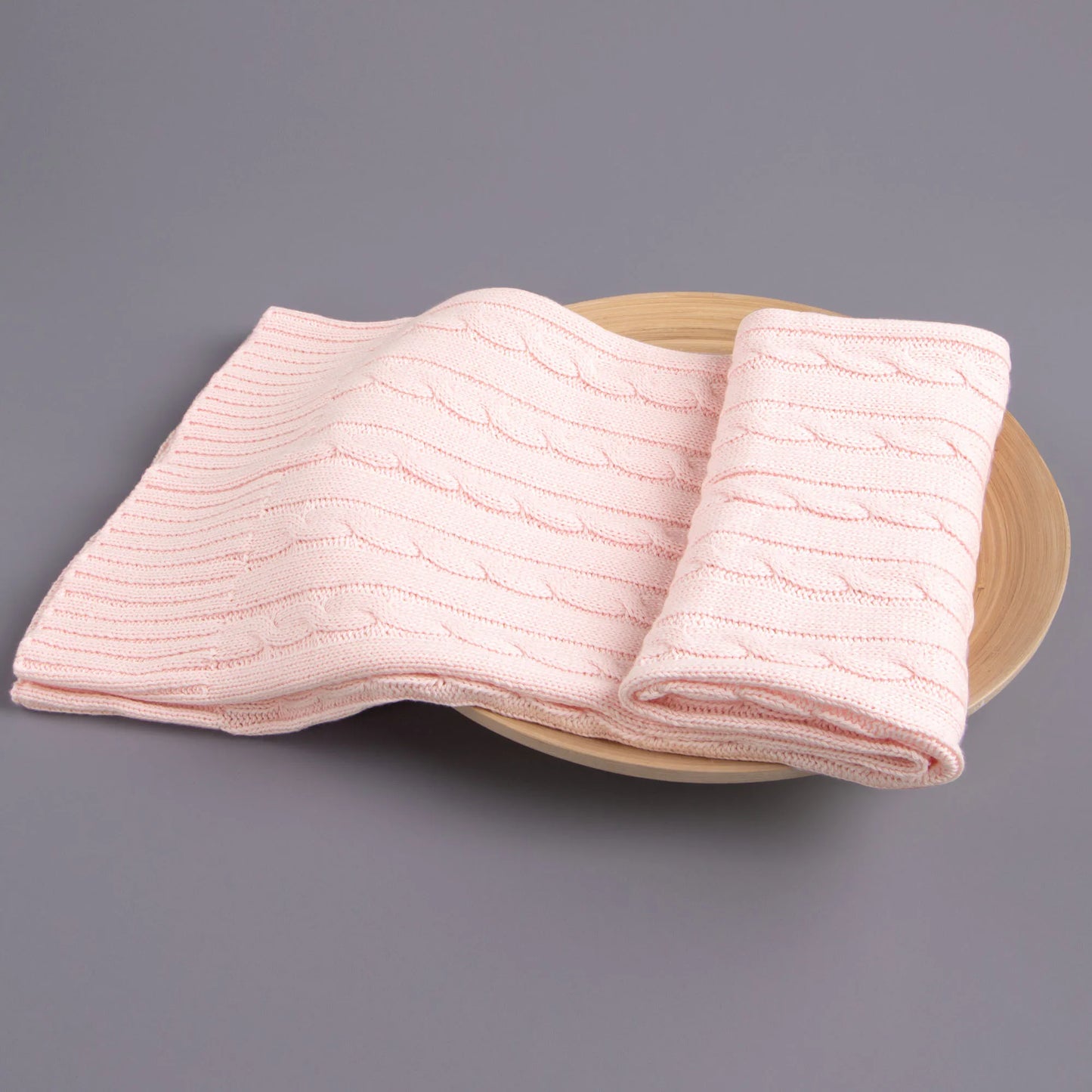 Ntbay 100% Cotton Cable Knit Toddler Blanket, Soft Warm