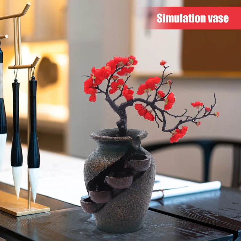 Flower Vase Waterfall Luxury Desk Accessories Indoor Water Fountain