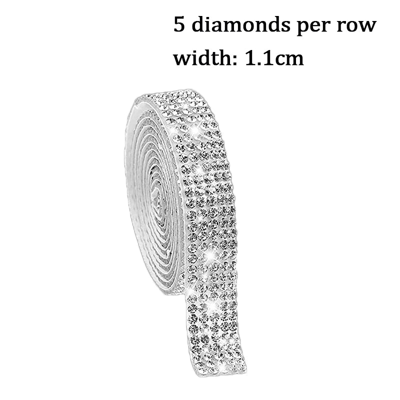 10Yard Rhinestone Ribbons Silver Self Adhesive Crystal Diamond Wrap