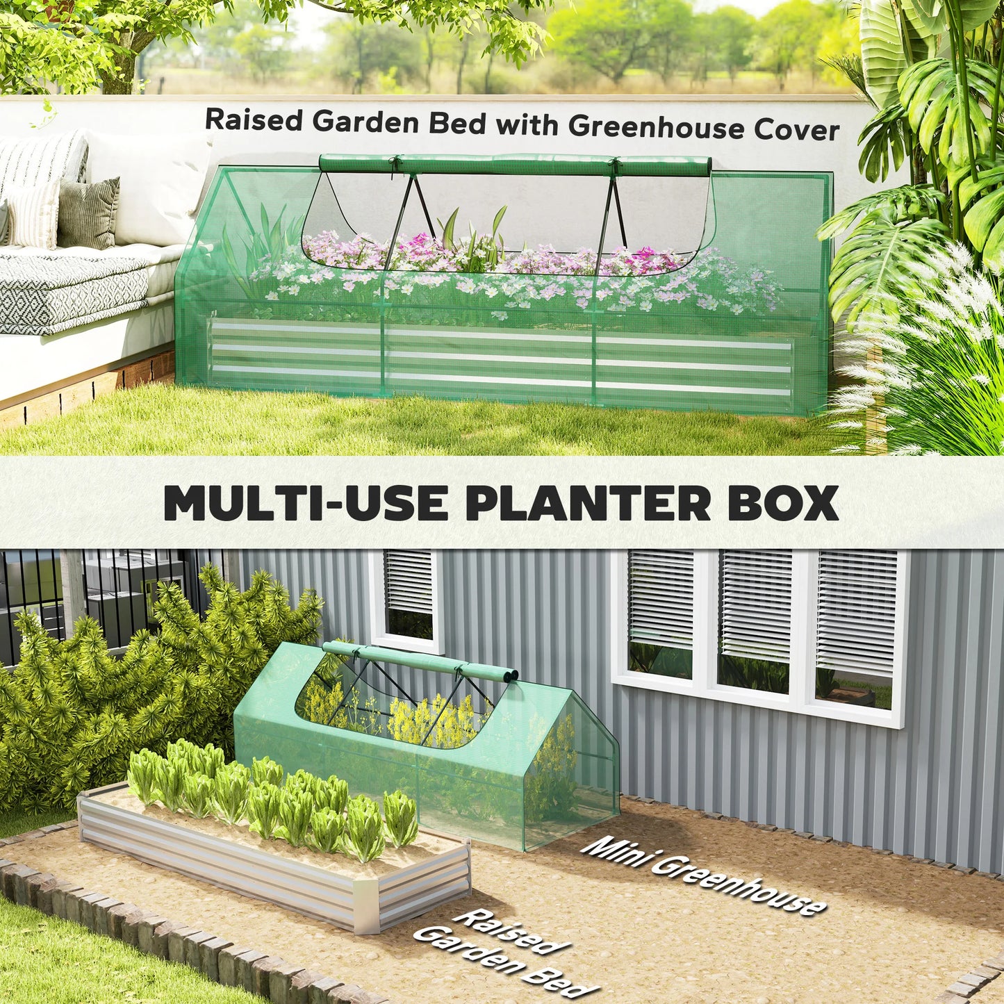 Galvanized Raised Garden Bed with Cover