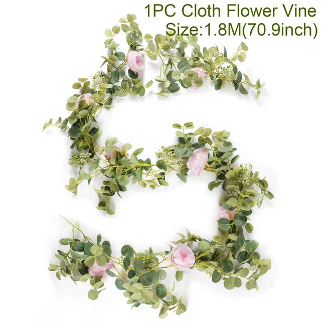 Peony Artificial Flowers String Fake Plants Eucalyptus Vine Garland