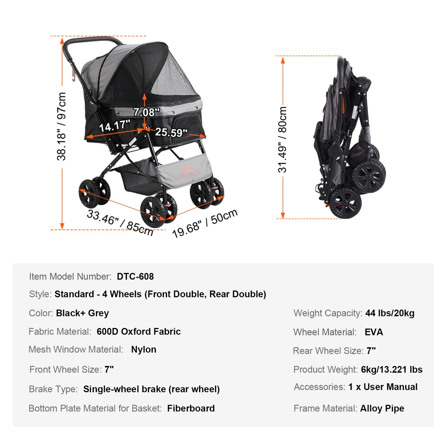 Pet Stroller Carrier Dog Cat Strollers Lightweight