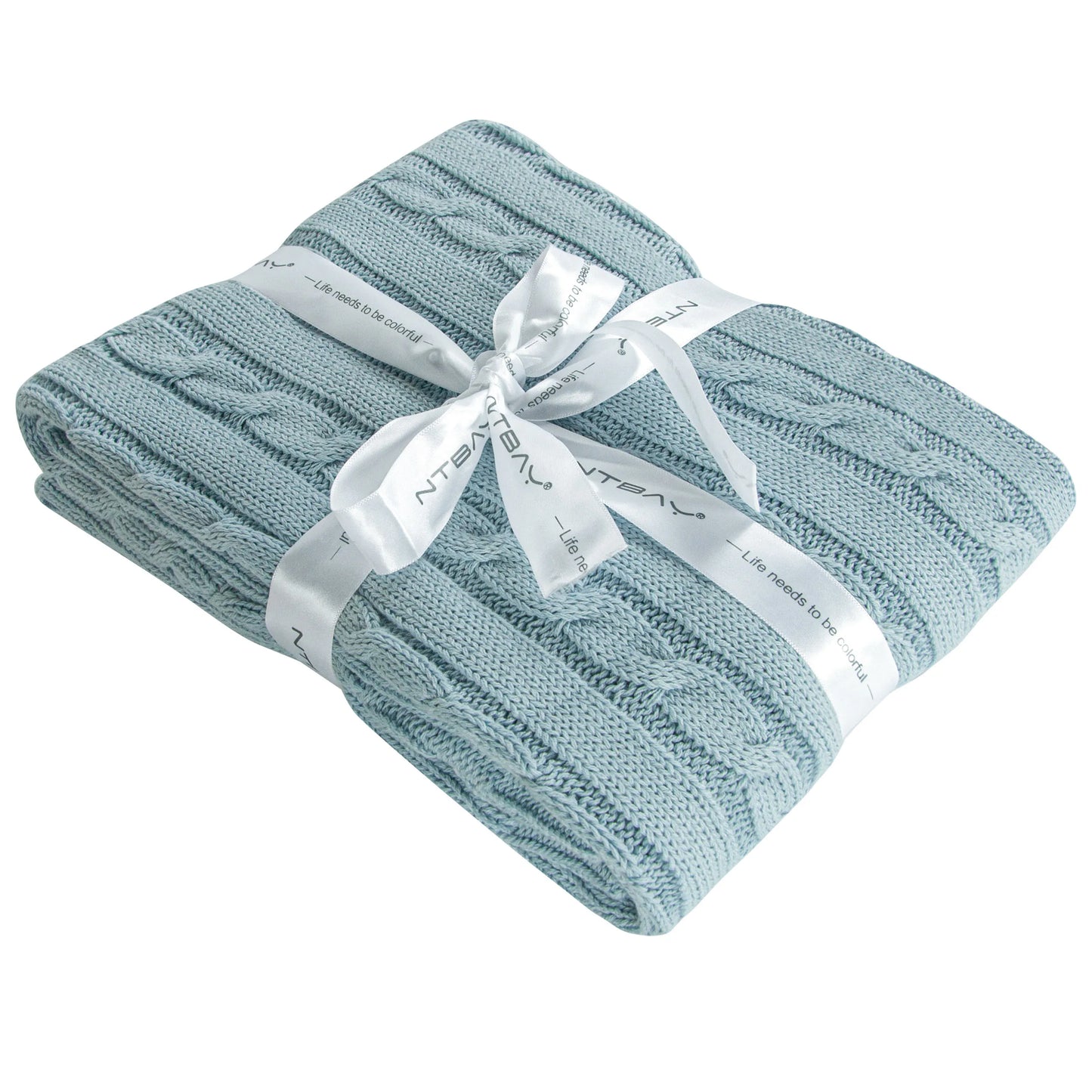 Ntbay 100% Cotton Cable Knit Toddler Blanket, Soft Warm