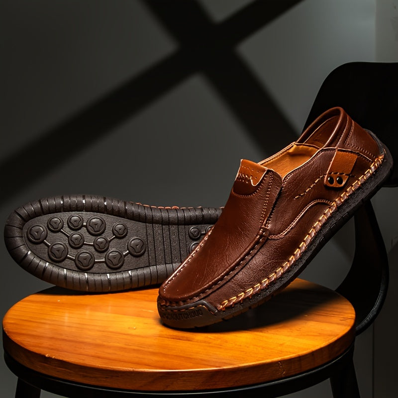 Men's Split Cow Faux Leather Upper Loafer Shoes Slip On