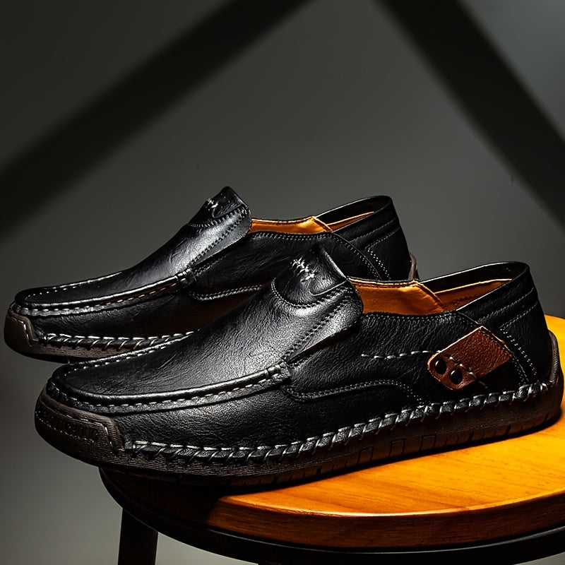 Men's Split Cow Faux Leather Upper Loafer Shoes Slip On