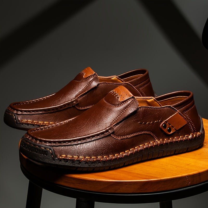 Men's Split Cow Faux Leather Upper Loafer Shoes Slip On